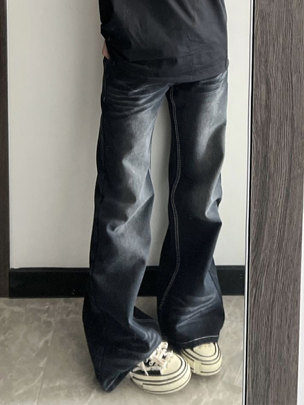 Washed High Waist Dangle Boyfriend Jeans-2