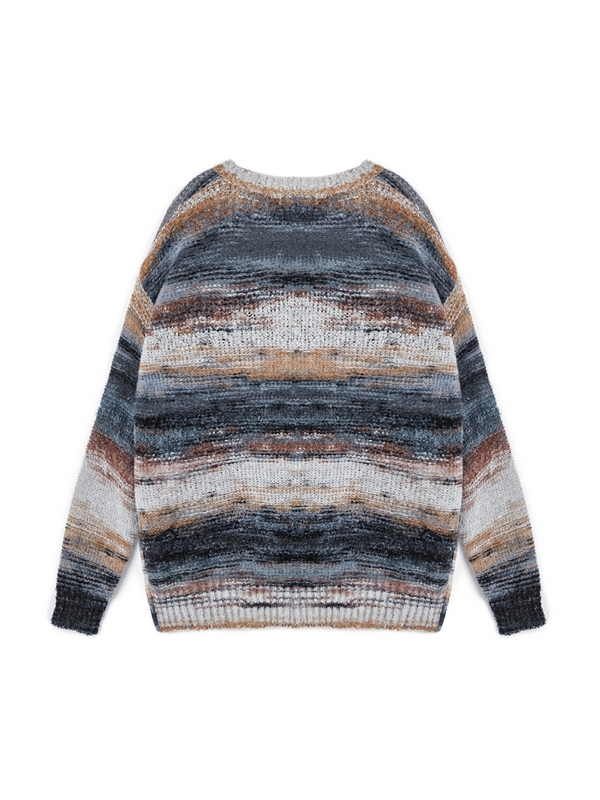 Men's Contrast Color Stripe Pullover Knit Sweater-2