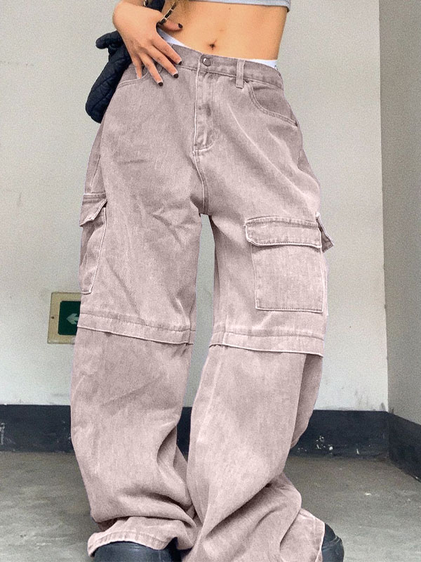 Retro Purple Big Pocket Cargo Jeans-1