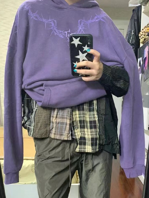 Street Thorn Print Oversized Hoodie-3