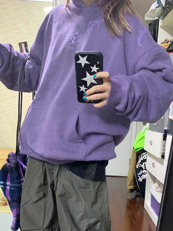 Street Thorn Print Oversized Hoodie-1