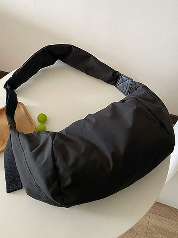 Solid Color Dumpling Shape Design Crossbody Bag-1