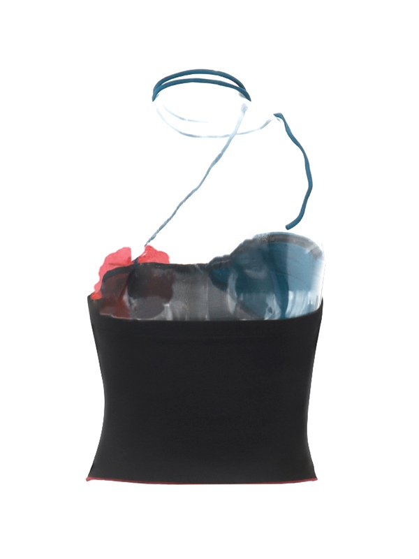 Three-dimensional Flower Decor Splice Halter Vest-6
